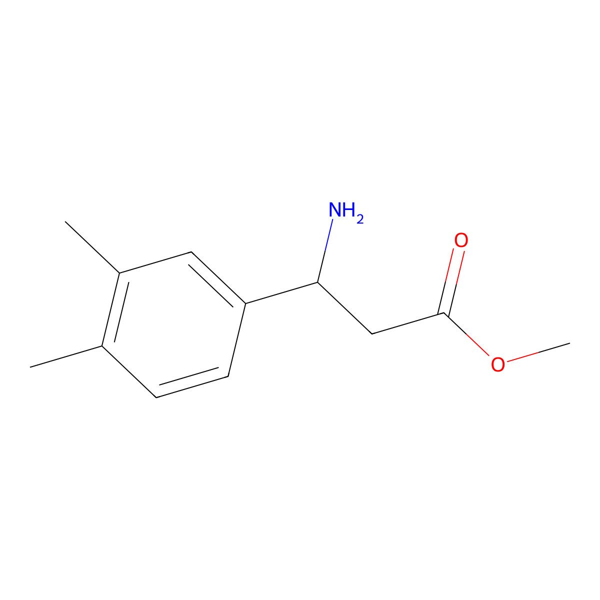 Methyl 3-amino-3-(3,4-dimethylphenyl)propanoate molecular structure, CAS 1157123-32-4