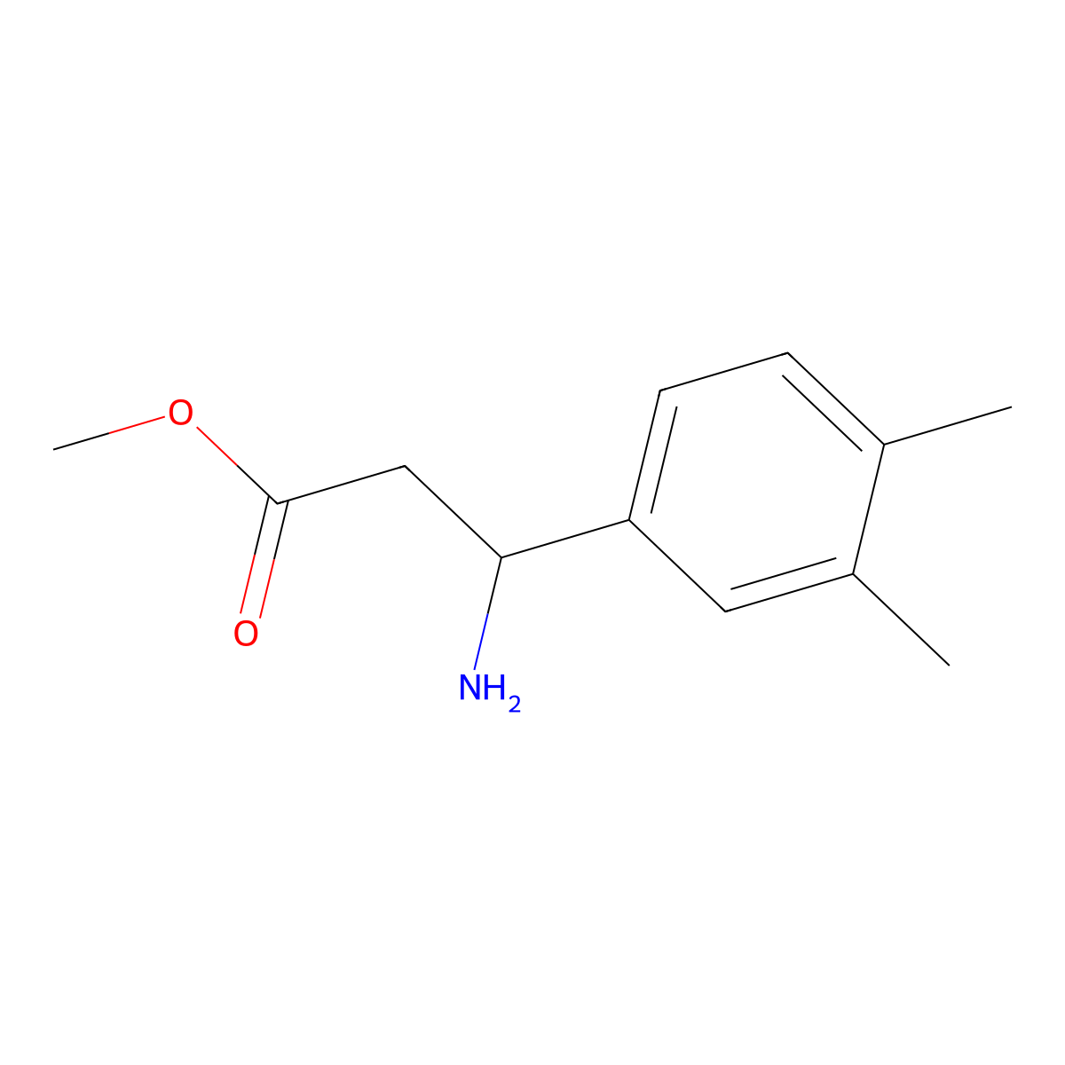 Methyl 3-amino-3-(3,4-dimethylphenyl)propanoate molecular structure, CAS 1157123-32-4