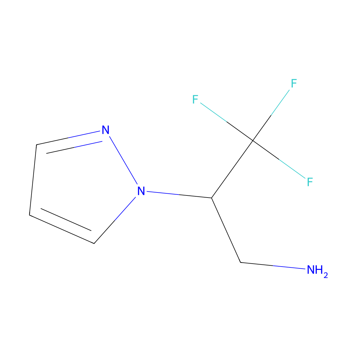 3,3,3-Trifluoro-2-(1H-pyrazol-1-yl)propan-1-amine molecular structure, CAS 1157125-98-8