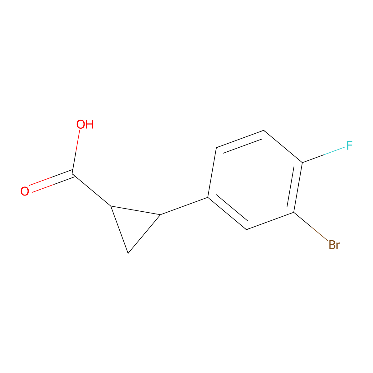 2-(3-broMo-4-fluorophenyl)cyclopropanecarboxylic acid molecular structure, CAS 1157138-03-8