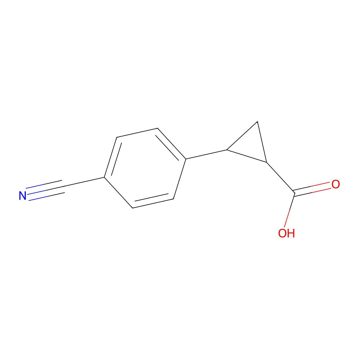 2-(4-Cyanophenyl)cyclopropane-1-carboxylic acid molecular structure, CAS 1157138-40-3