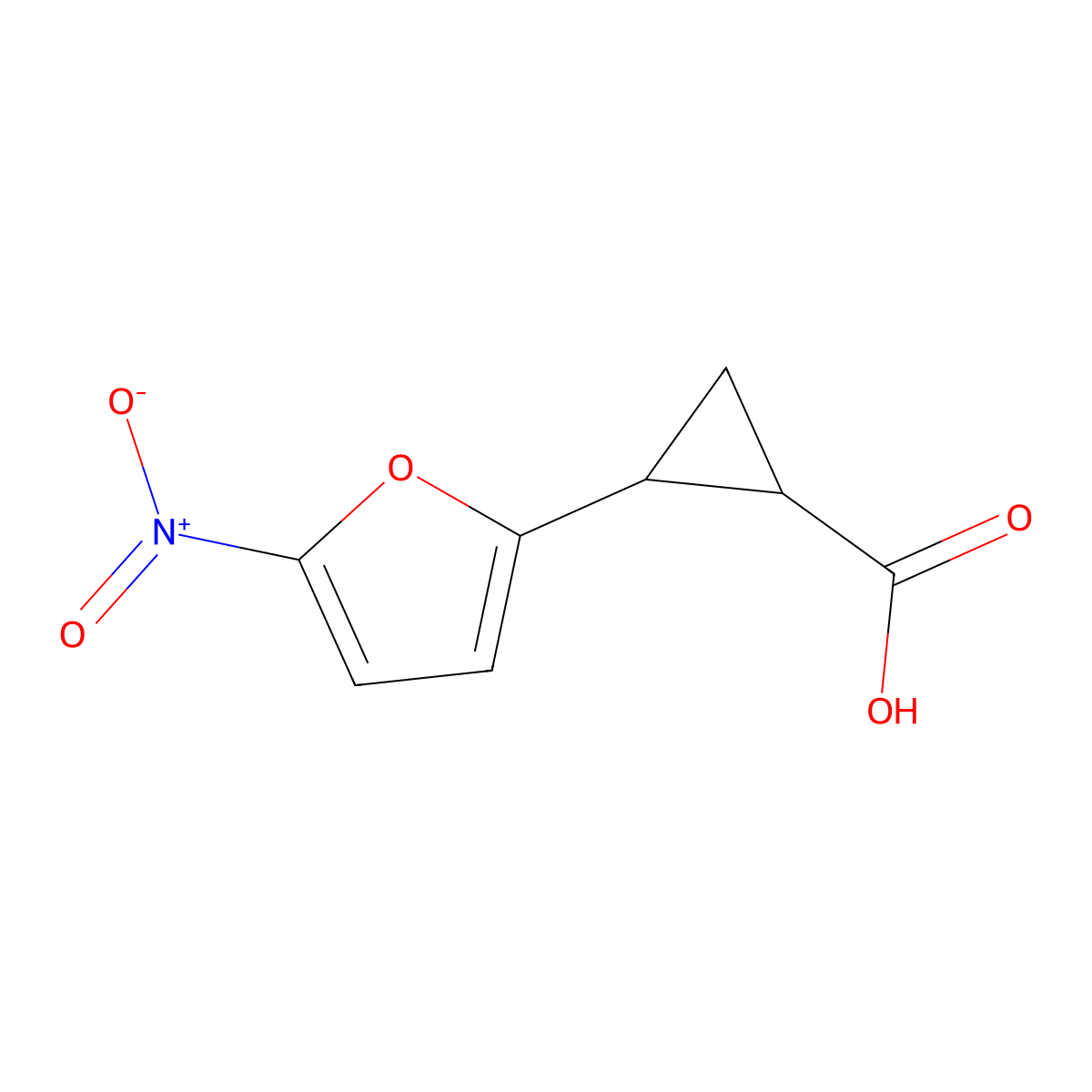 2-(5-Nitrofuran-2-yl)cyclopropane-1-carboxylic acid molecular structure, CAS 1157138-60-7