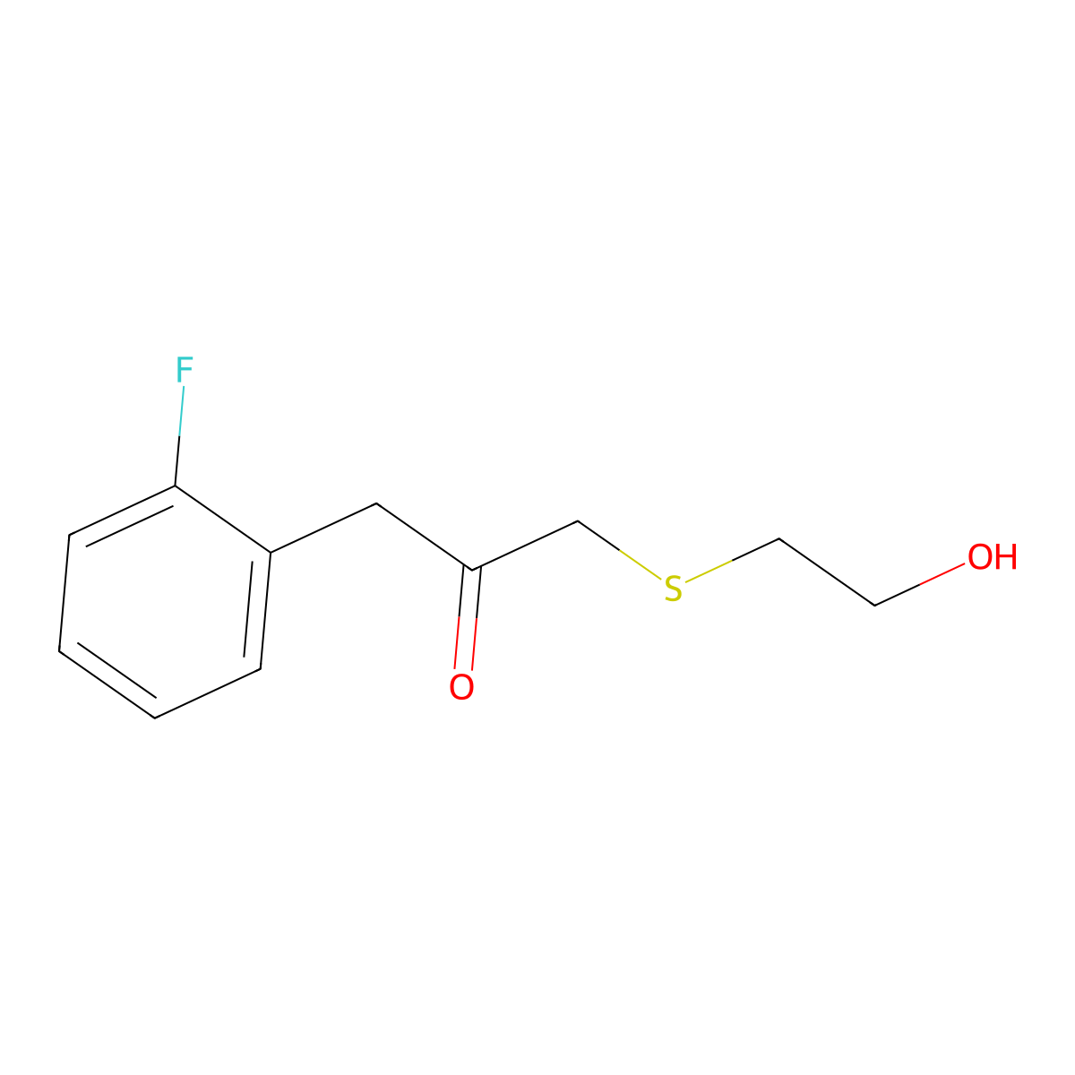 1-(2-Fluorophenyl)-3-((2-hydroxyethyl)thio)propan-2-one molecular structure, CAS 1157149-13-7