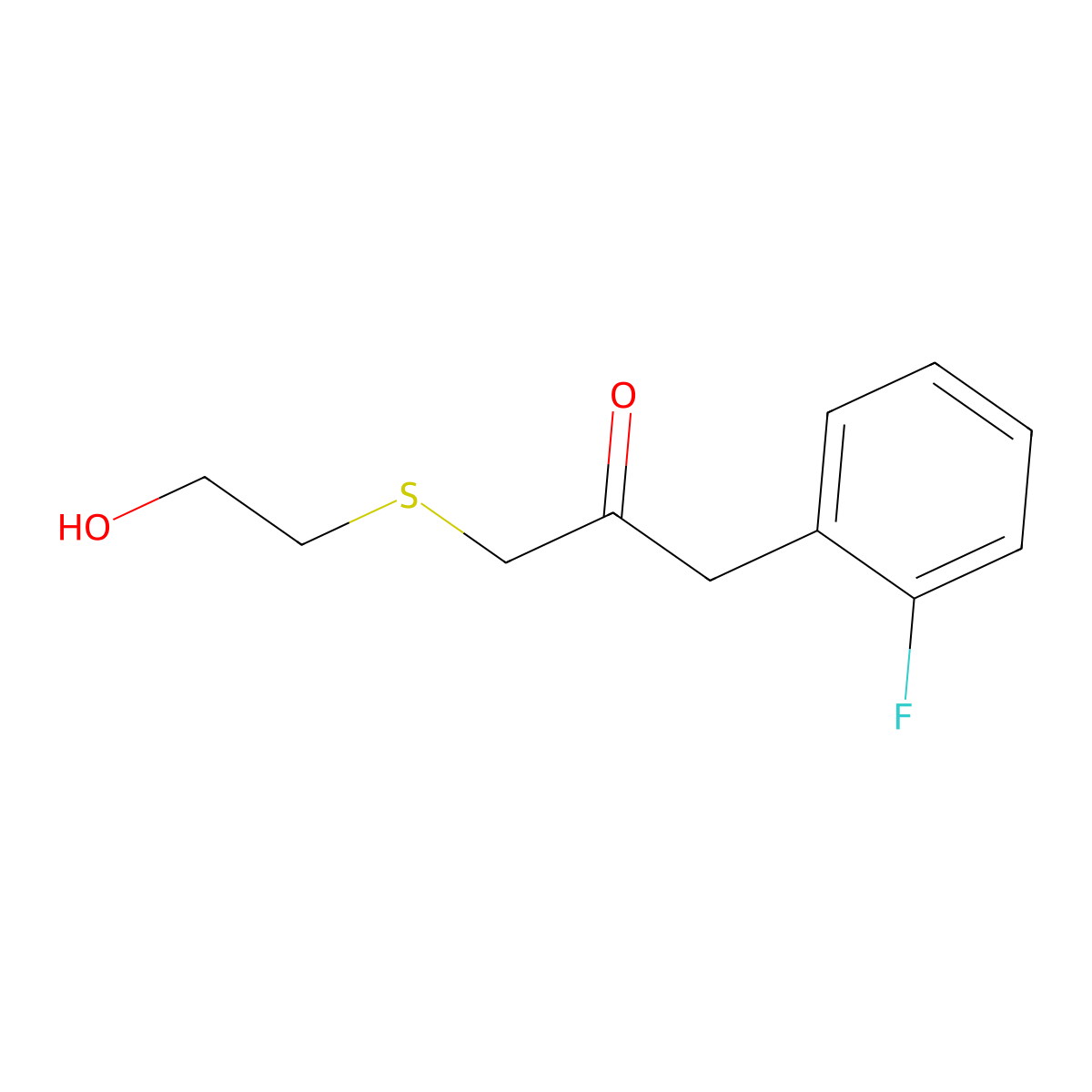 1-(2-Fluorophenyl)-3-((2-hydroxyethyl)thio)propan-2-one molecular structure, CAS 1157149-13-7