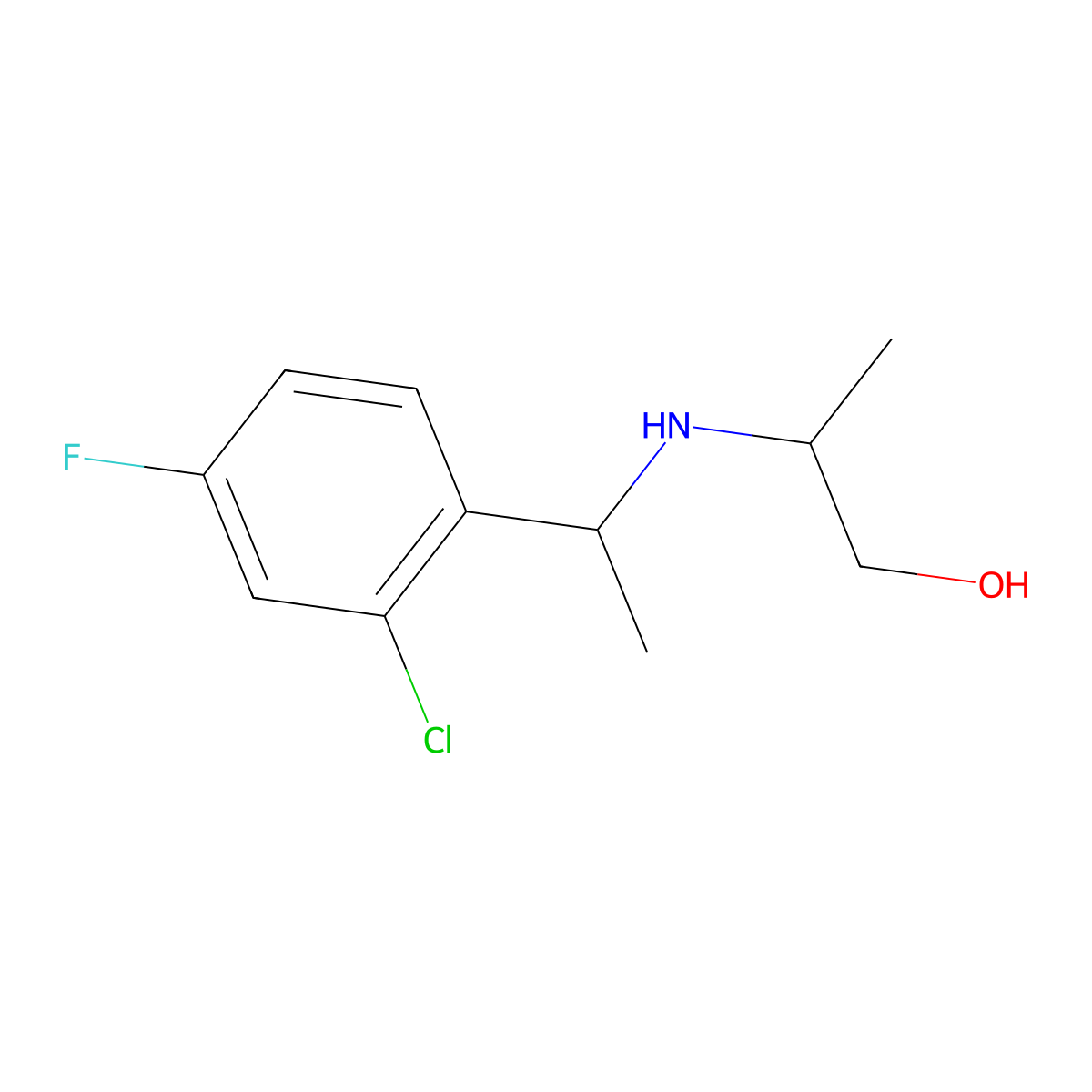 2-{[1-(2-Chloro-4-fluorophenyl)ethyl]amino}propan-1-ol molecular structure, CAS 1157165-72-4