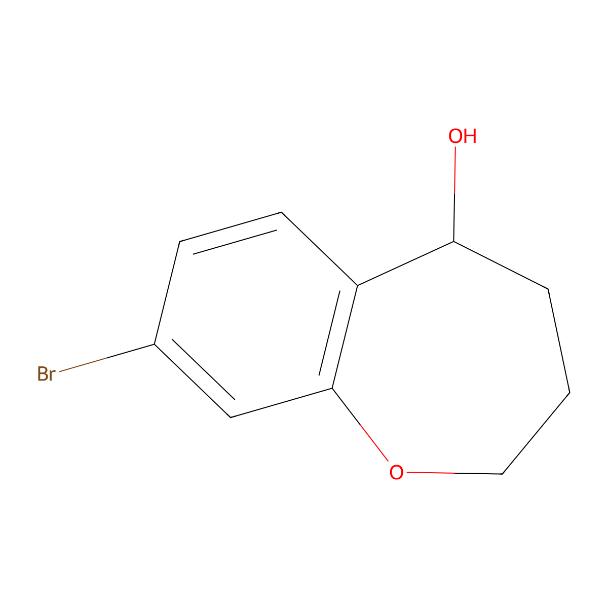 8-Bromo-2,3,4,5-tetrahydro-1-benzoxepin-5-ol molecular structure, CAS 1157179-07-1