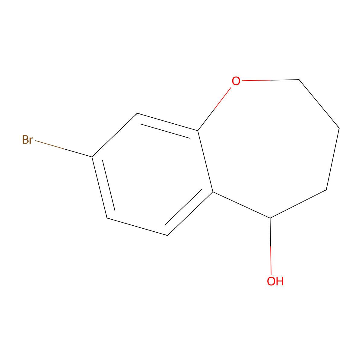 8-Bromo-2,3,4,5-tetrahydro-1-benzoxepin-5-ol molecular structure, CAS 1157179-07-1