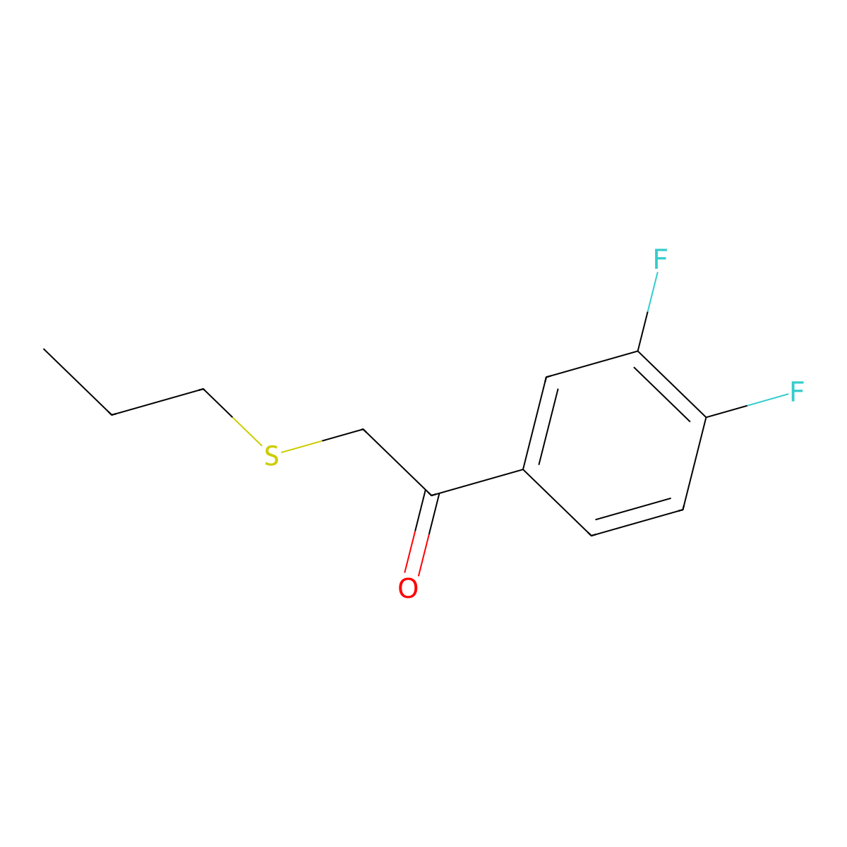 1-(3,4-Difluorophenyl)-2-(propylsulfanyl)ethan-1-one molecular structure, CAS 1157207-90-3