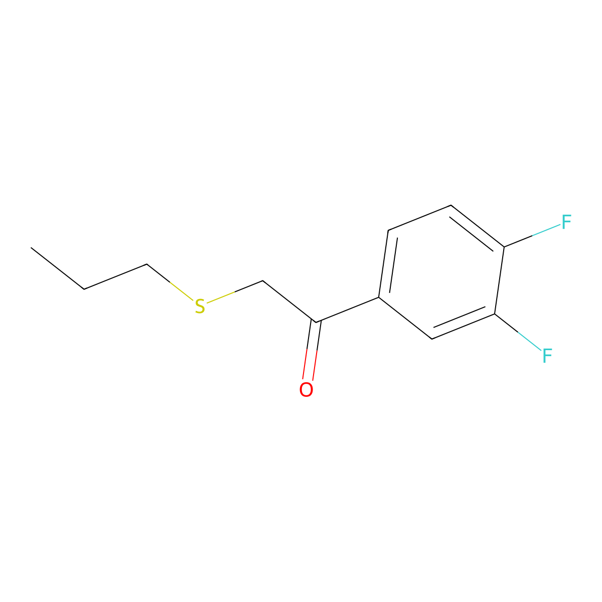 1-(3,4-Difluorophenyl)-2-(propylsulfanyl)ethan-1-one molecular structure, CAS 1157207-90-3
