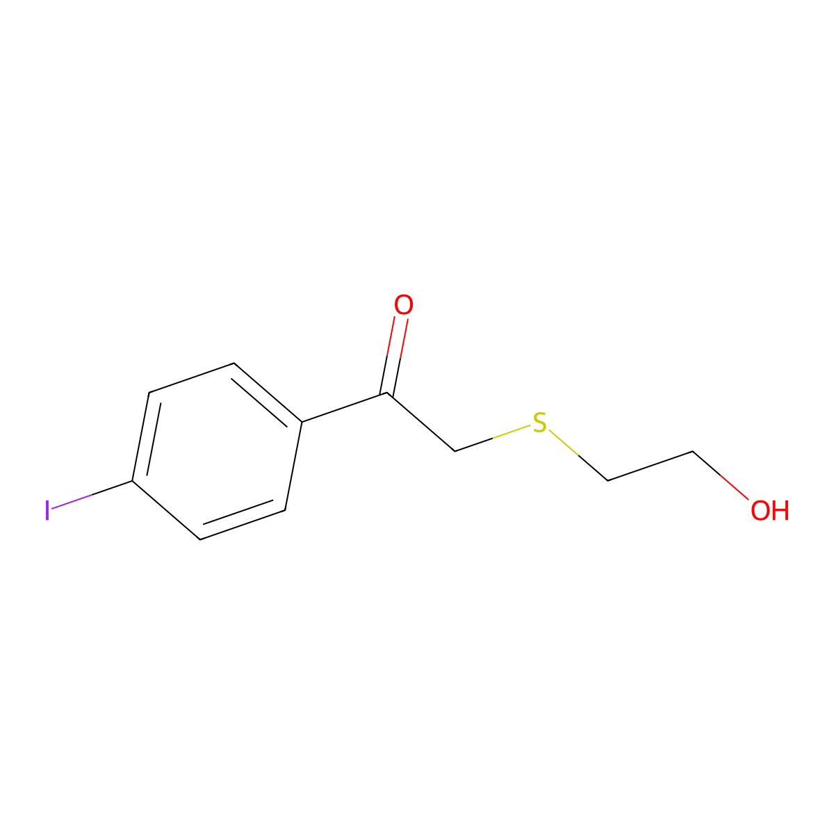 2-((2-Hydroxyethyl)thio)-1-(4-iodophenyl)ethan-1-one molecular structure, CAS 1157216-84-6