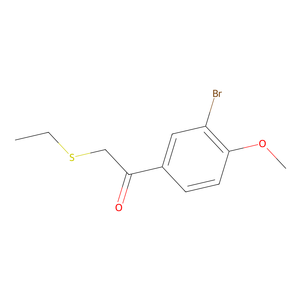 1-(3-Bromo-4-methoxyphenyl)-2-(ethylsulfanyl)ethan-1-one molecular structure, CAS 1157221-98-1