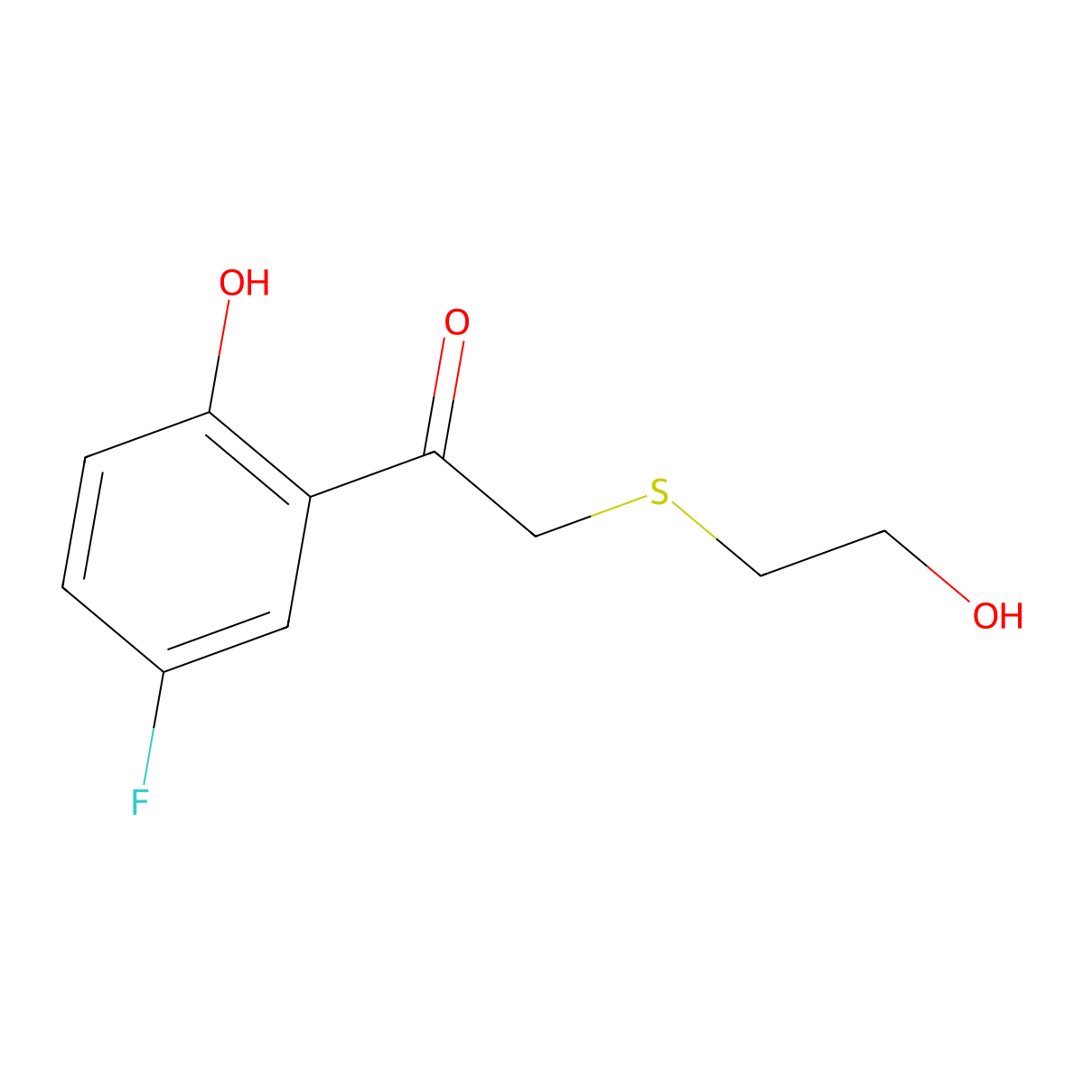 1-(5-Fluoro-2-hydroxyphenyl)-2-((2-hydroxyethyl)thio)ethan-1-one molecular structure, CAS 1157222-82-6