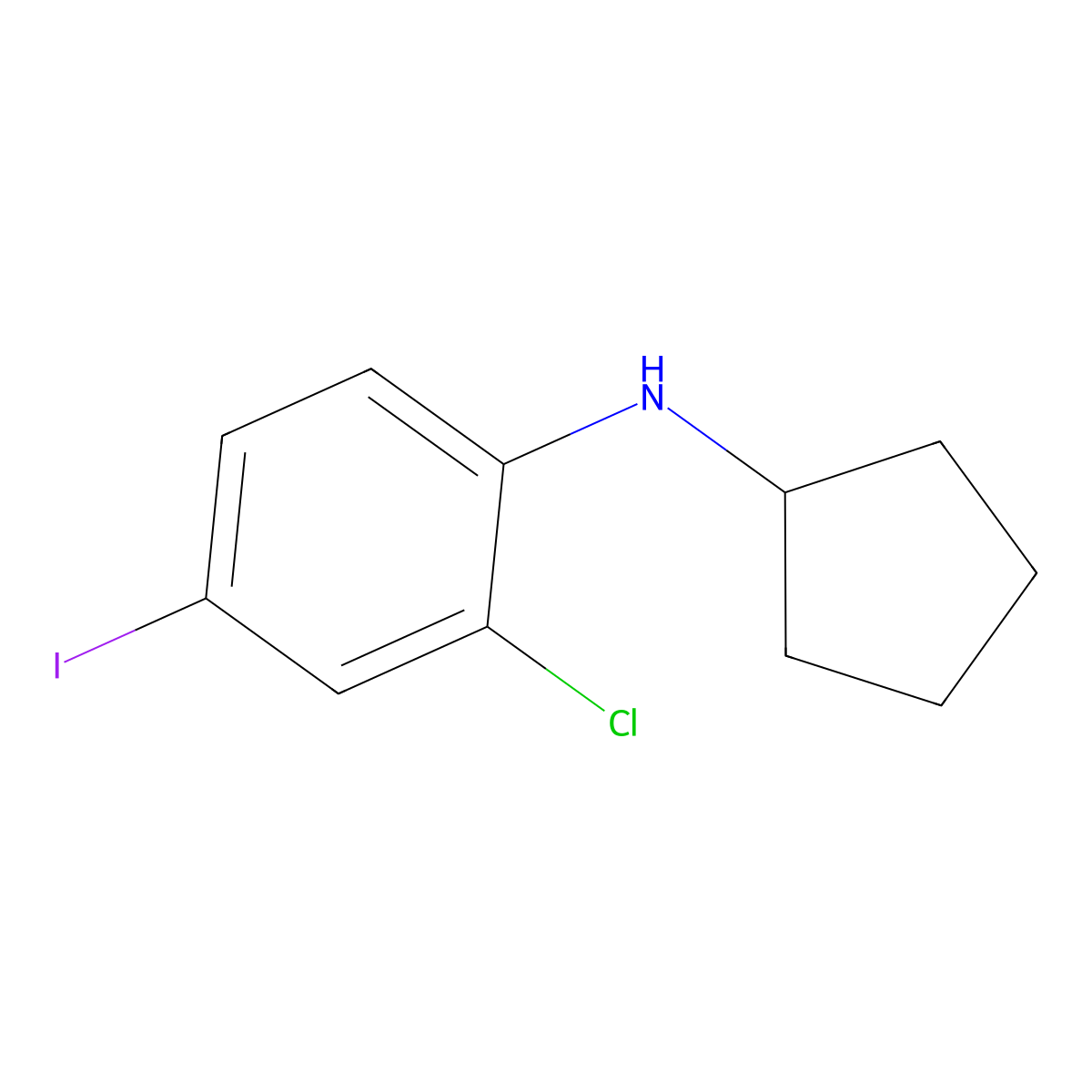 2-chloro-N-cyclopentyl-4-iodoaniline molecular structure, CAS 1157233-39-0