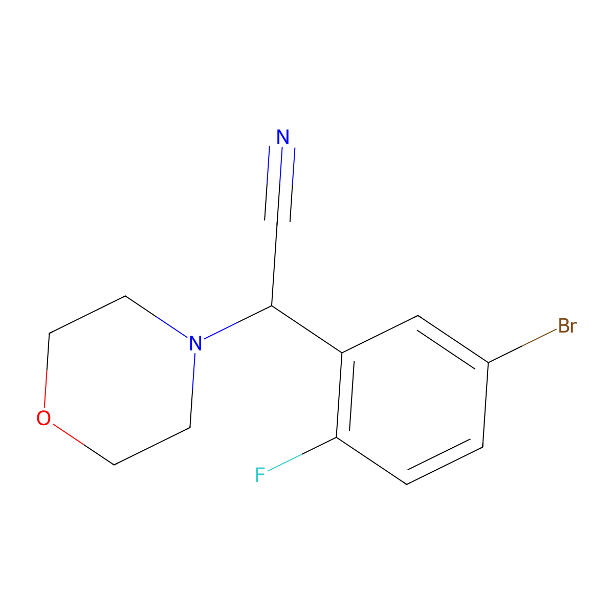 2-(5-Bromo-2-fluorophenyl)-2-(morpholin-4-yl)acetonitrile molecular structure, CAS 1157264-67-9