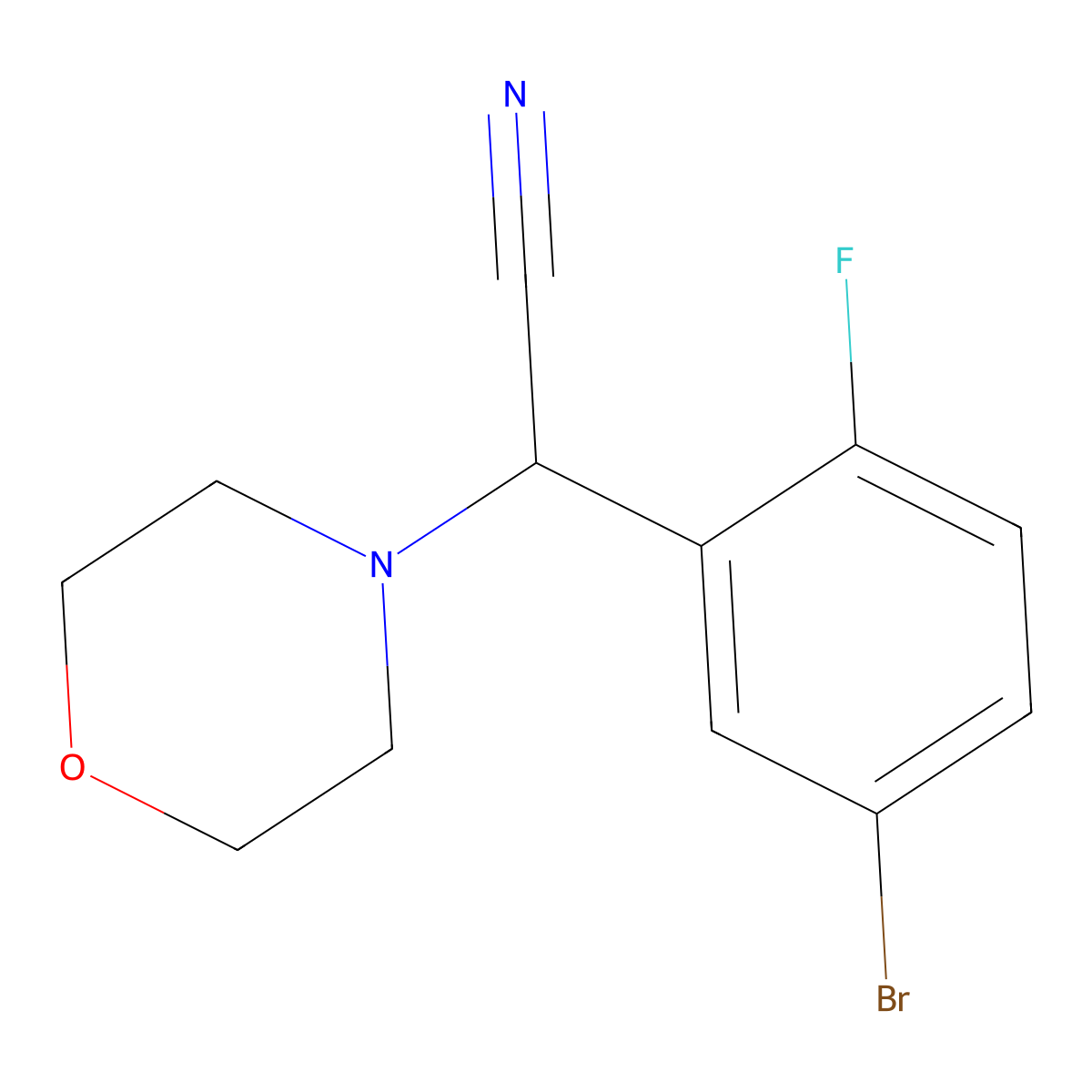 2-(5-Bromo-2-fluorophenyl)-2-(morpholin-4-yl)acetonitrile molecular structure, CAS 1157264-67-9