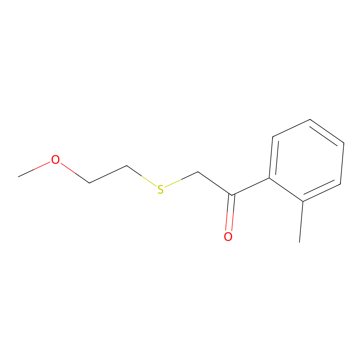 2-((2-Methoxyethyl)thio)-1-(o-tolyl)ethan-1-one molecular structure, CAS 1157302-37-8