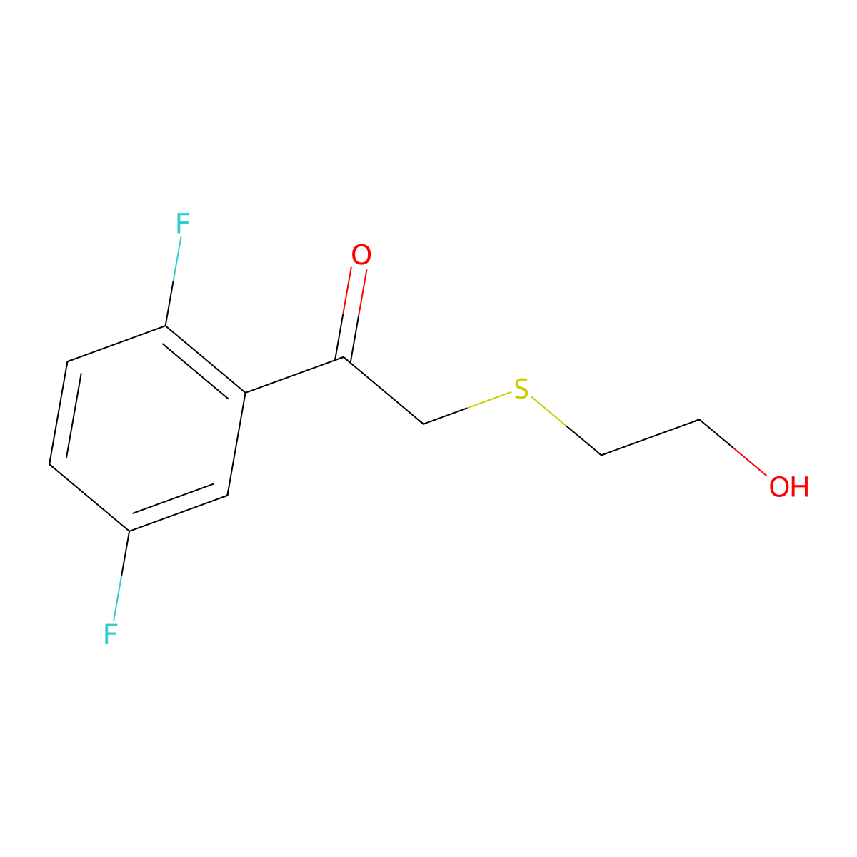 1-(2,5-Difluorophenyl)-2-((2-hydroxyethyl)thio)ethan-1-one molecular structure, CAS 1157307-44-2
