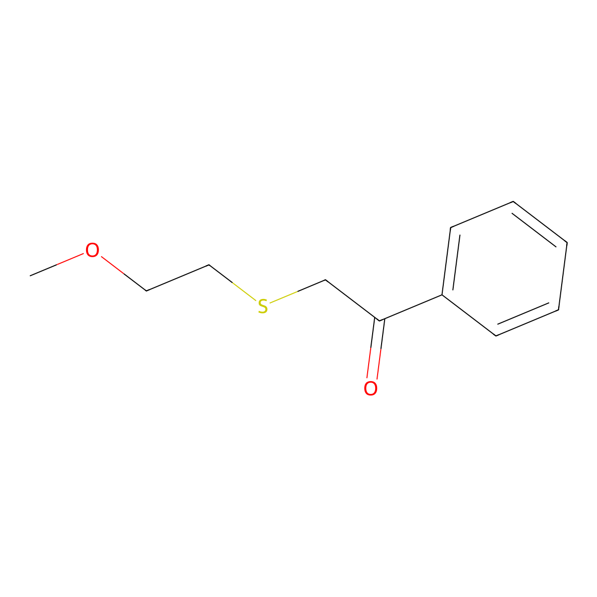 2-((2-Methoxyethyl)thio)-1-phenylethan-1-one molecular structure, CAS 1157307-70-4