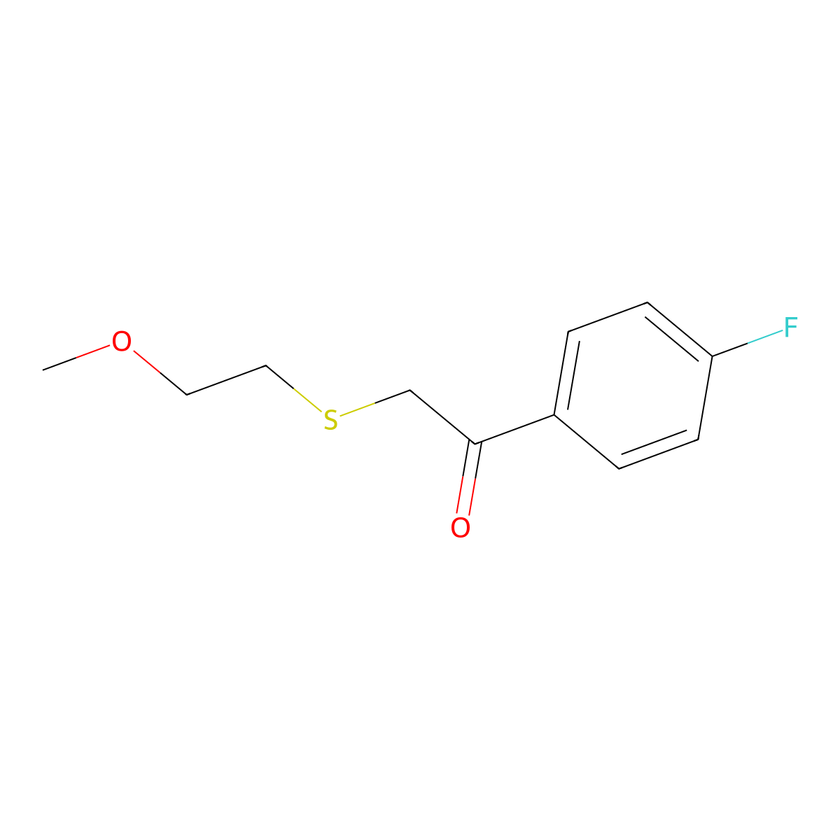 1-(4-Fluorophenyl)-2-((2-methoxyethyl)thio)ethan-1-one molecular structure, CAS 1157307-98-6
