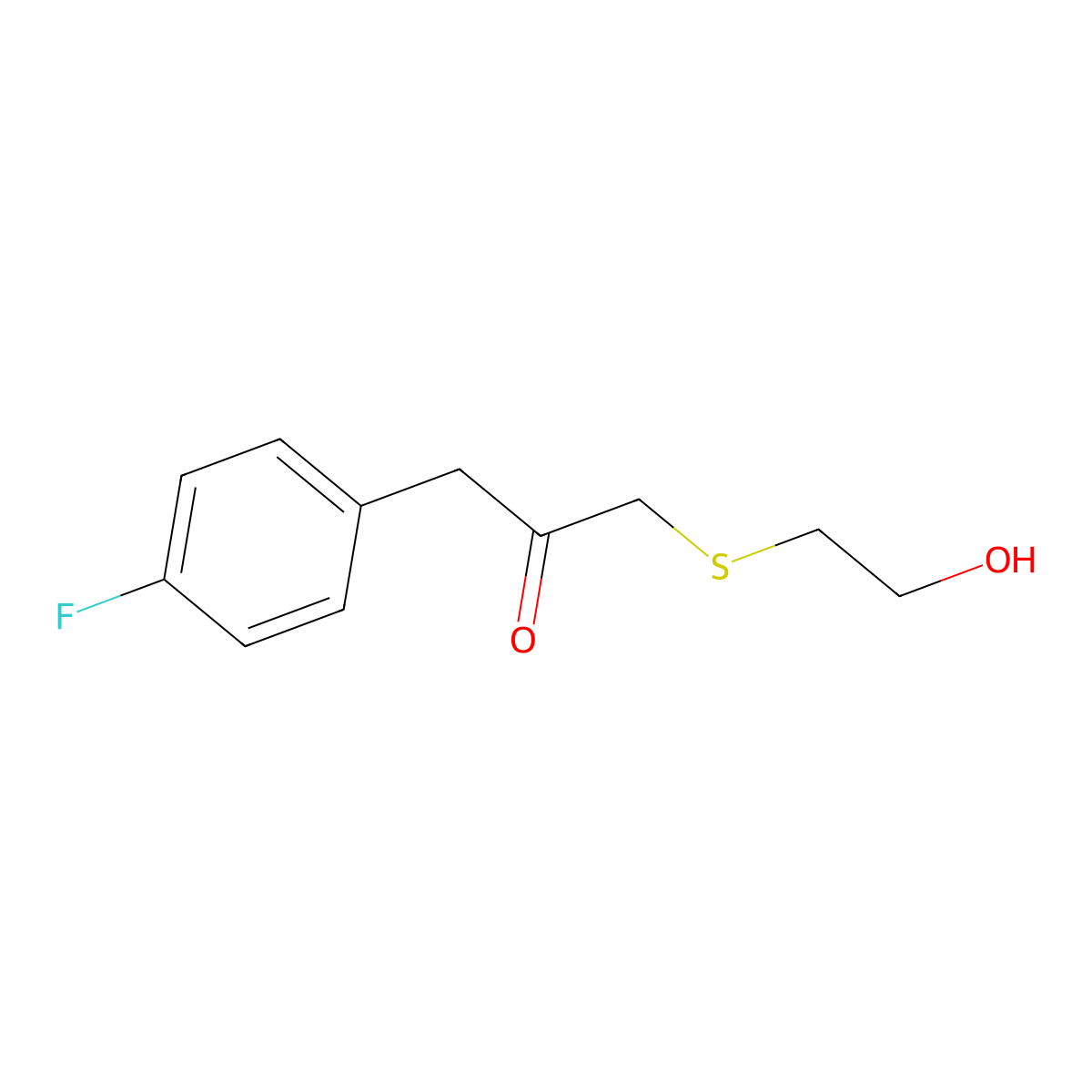 1-(4-Fluorophenyl)-3-((2-hydroxyethyl)thio)propan-2-one molecular structure, CAS 1157308-64-9