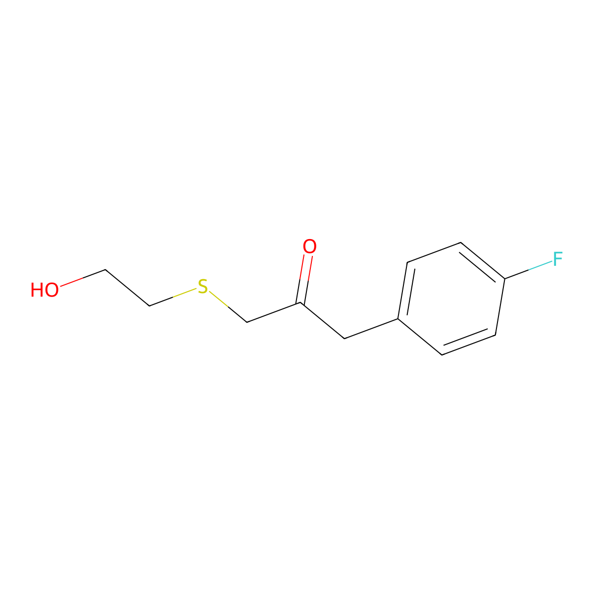 1-(4-Fluorophenyl)-3-((2-hydroxyethyl)thio)propan-2-one molecular structure, CAS 1157308-64-9