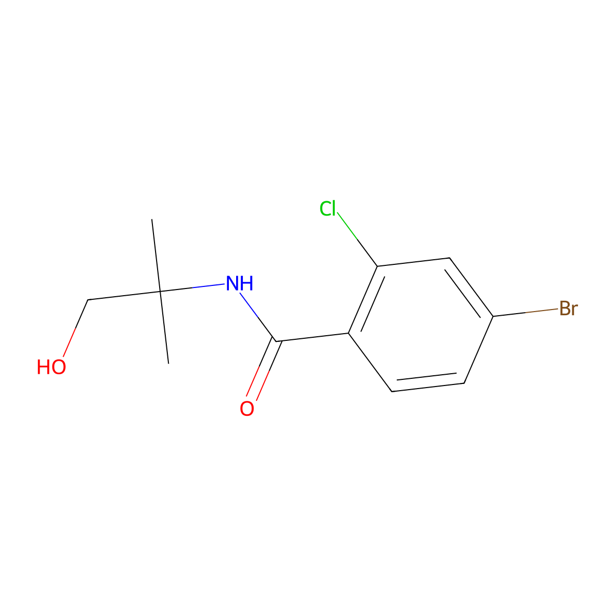 4-bromo-2-chloro-N-(1-hydroxy-2-methylpropan-2-yl)benzamide molecular structure, CAS 1157320-22-3