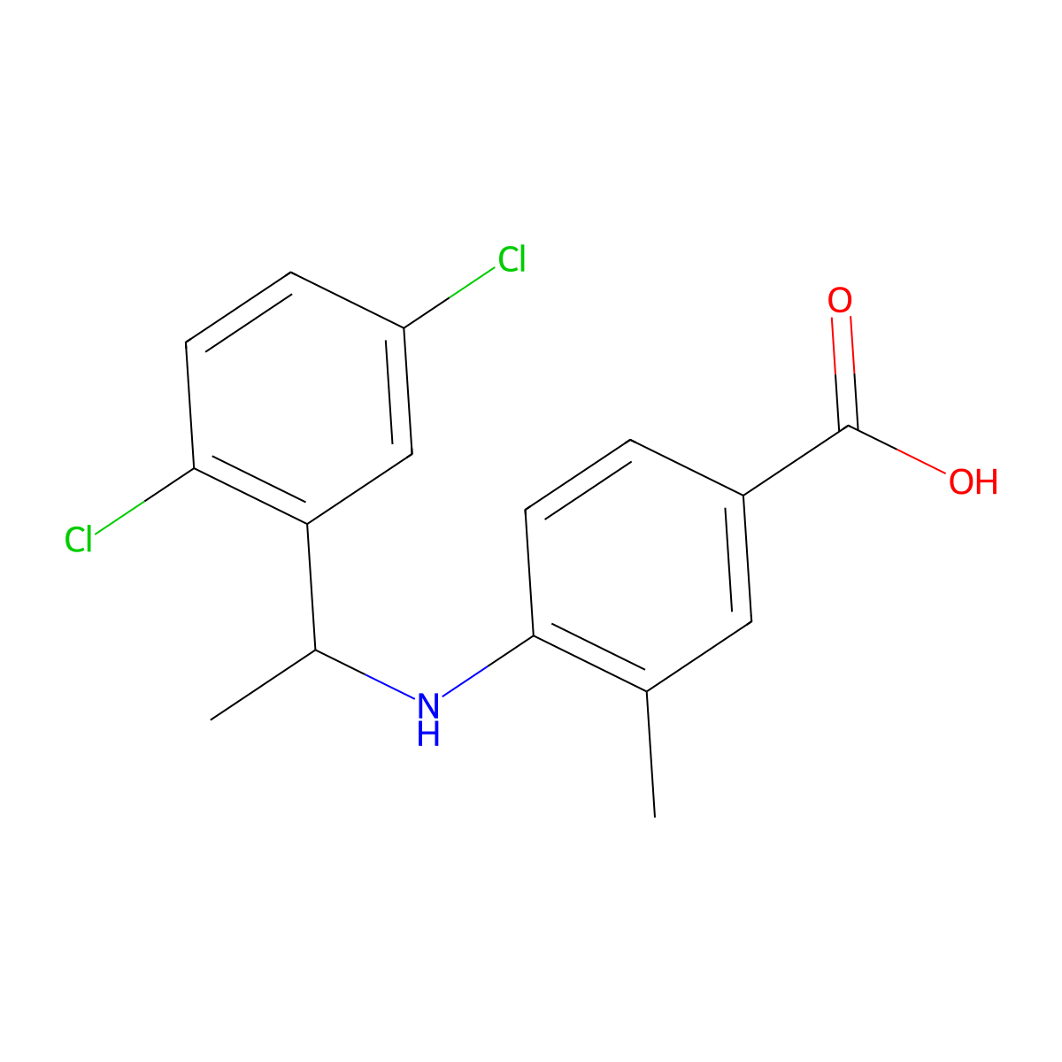 4-{[1-(2,5-Dichlorophenyl)ethyl]amino}-3-methylbenzoic acid molecular structure, CAS 1157325-96-6