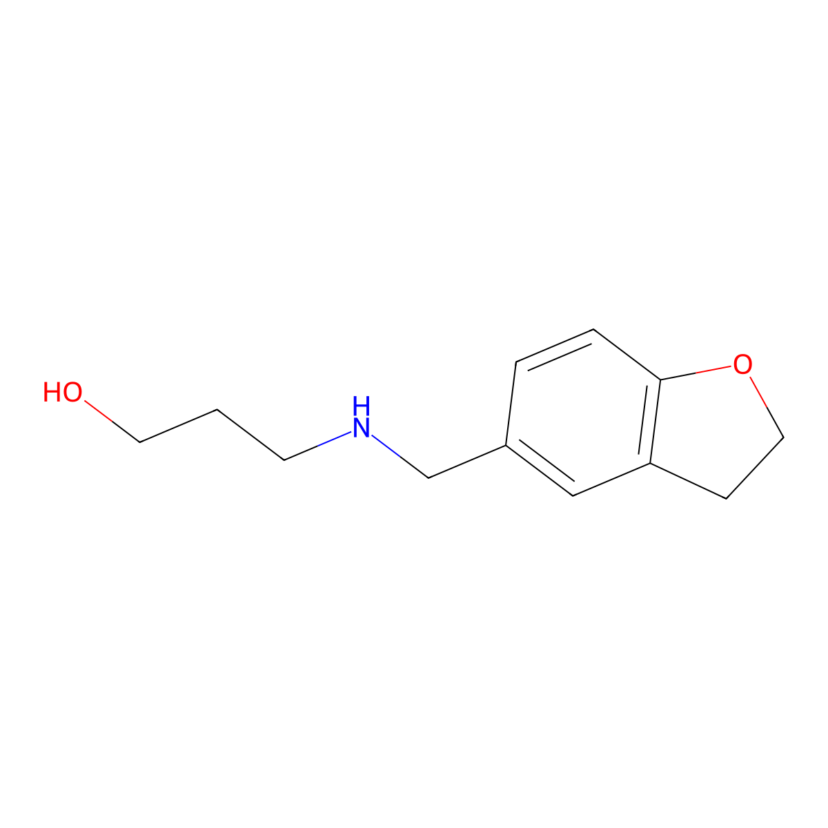 3-{[(2,3-Dihydro-1-benzofuran-5-yl)methyl]amino}propan-1-ol molecular structure, CAS 1157336-24-7