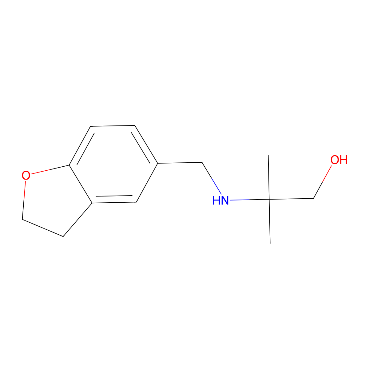 2-(((2,3-Dihydrobenzofuran-5-yl)methyl)amino)-2-methylpropan-1-ol molecular structure, CAS 1157336-68-9