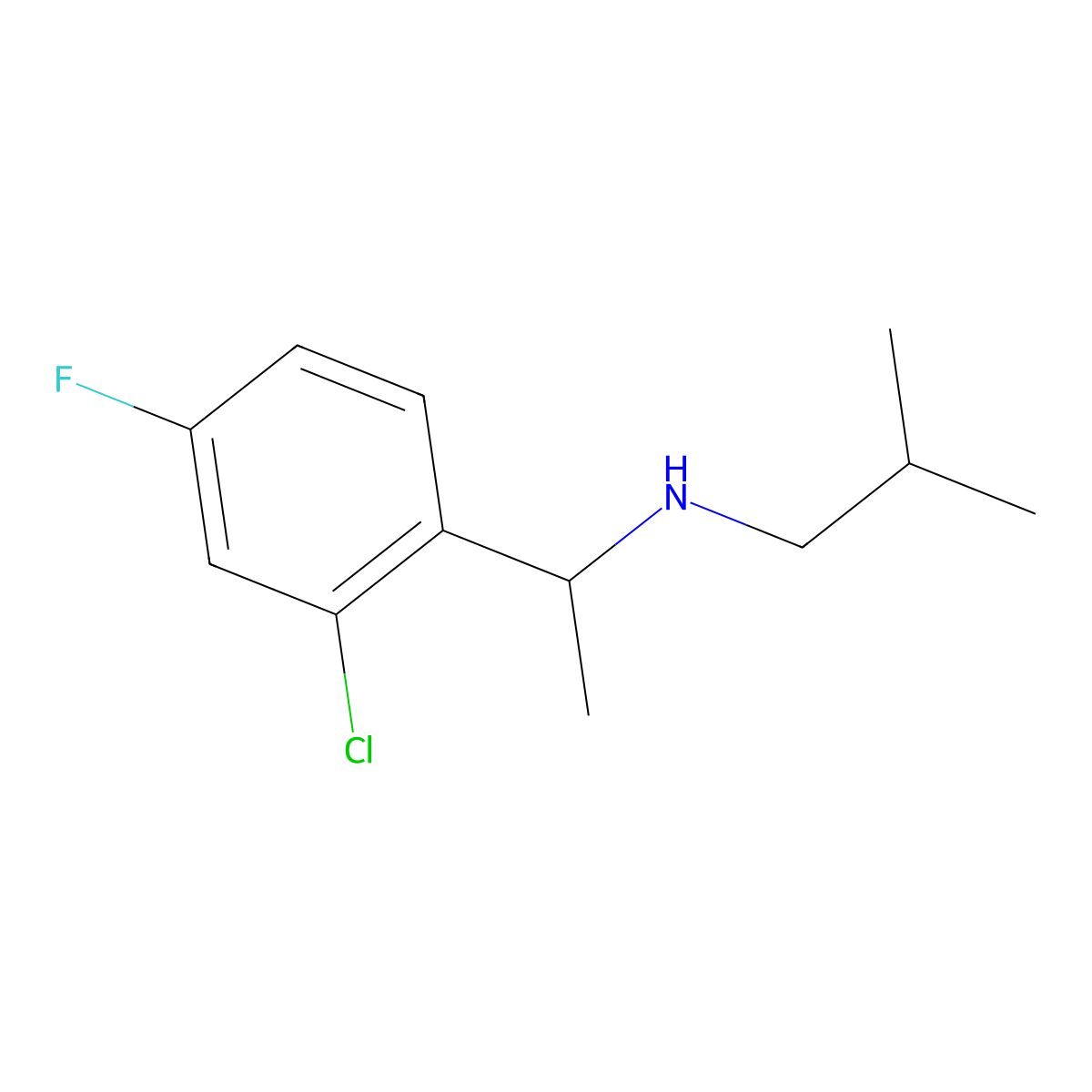 [1-(2-Chloro-4-fluorophenyl)ethyl](2-methylpropyl)amine molecular structure, CAS 1157355-46-8