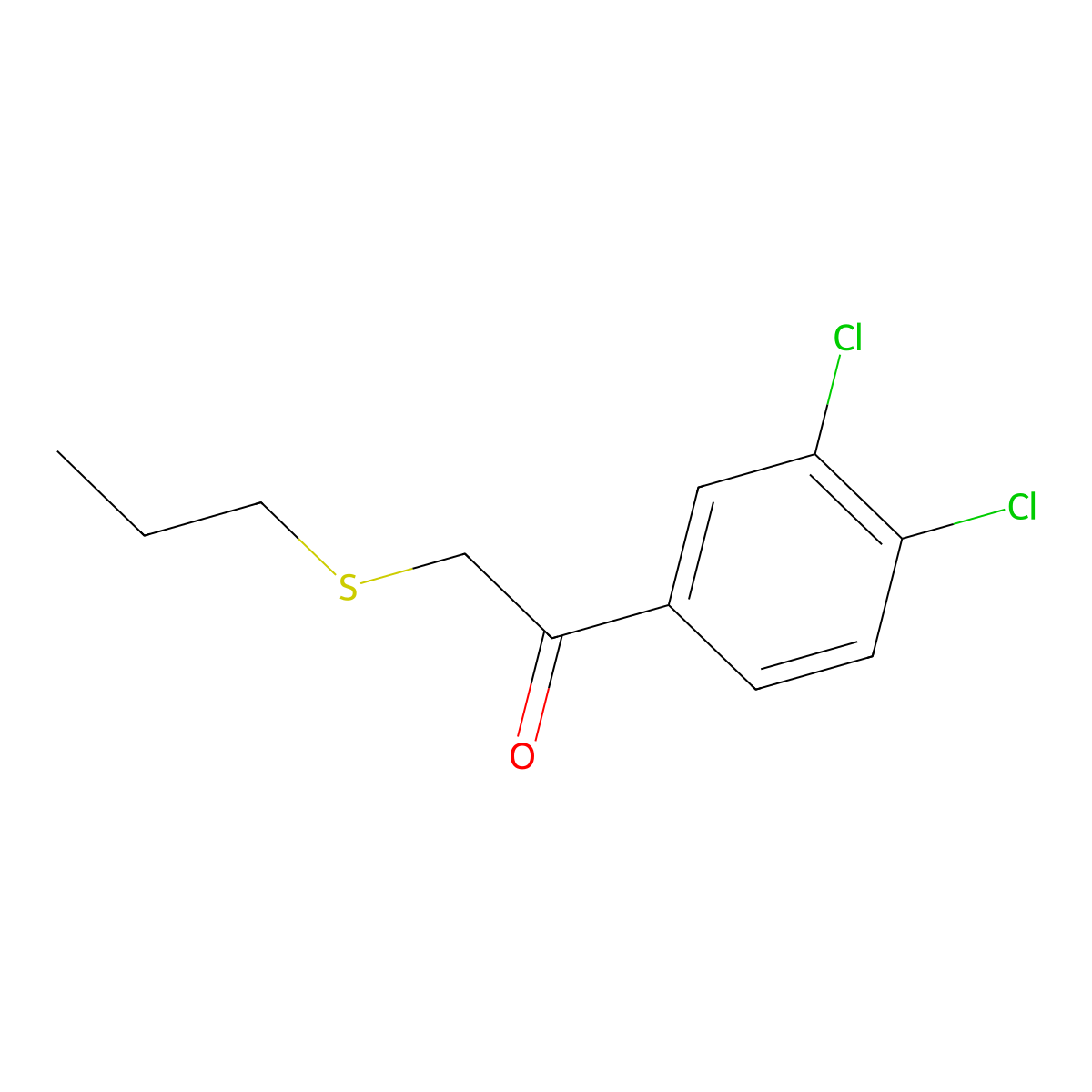 1-(3,4-Dichlorophenyl)-2-(propylthio)ethan-1-one molecular structure, CAS 1157362-87-2
