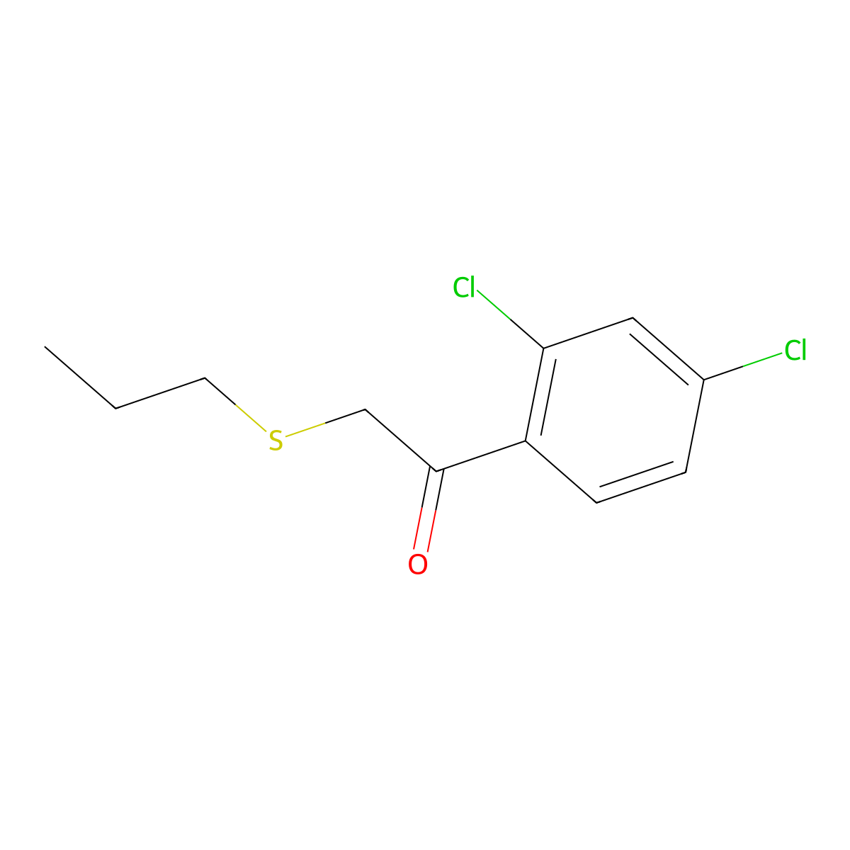 1-(2,4-Dichlorophenyl)-2-(propylthio)ethan-1-one molecular structure, CAS 1157364-17-4