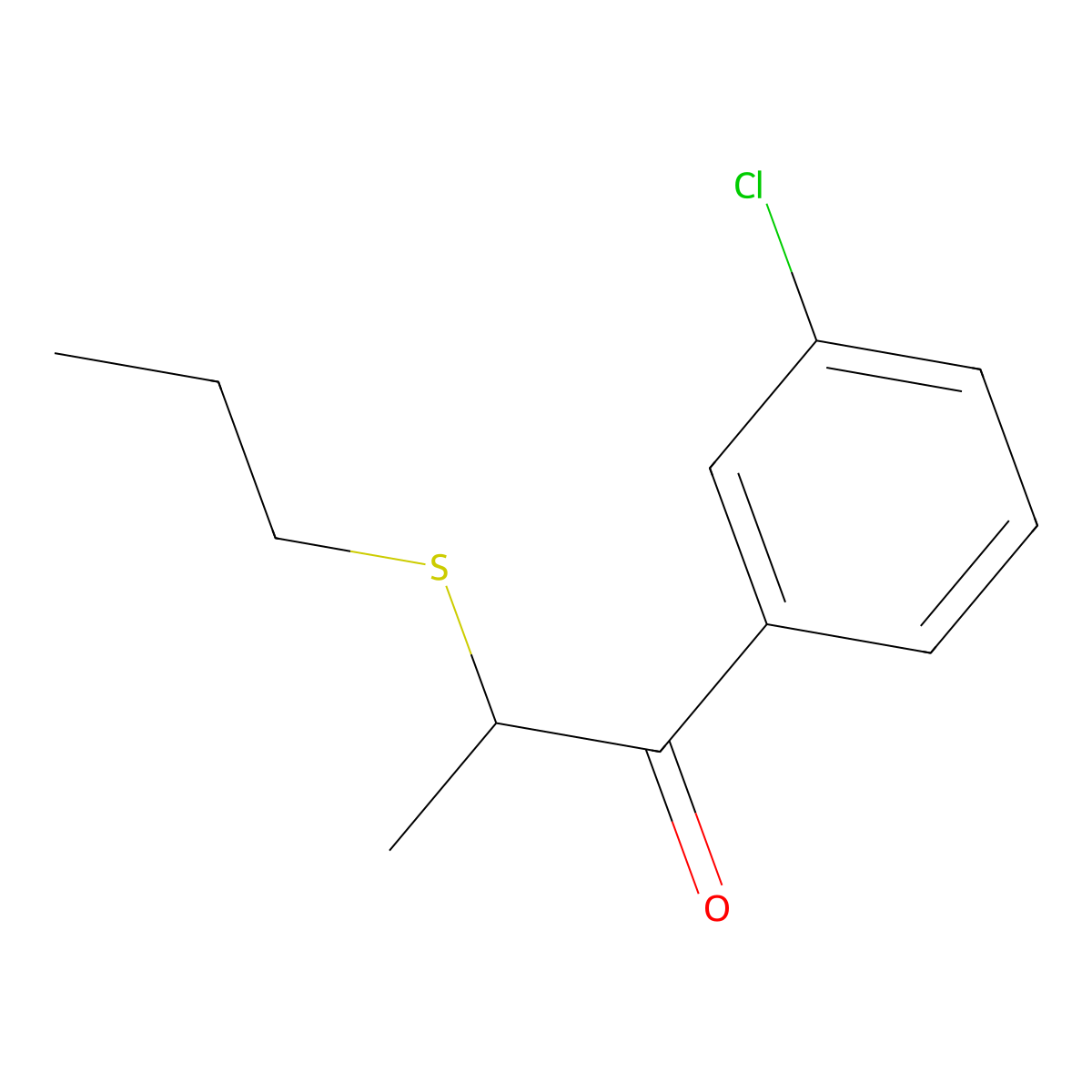 1-(3-Chlorophenyl)-2-(propylsulfanyl)propan-1-one molecular structure, CAS 1157365-40-6