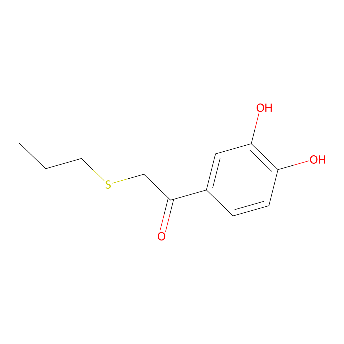 1-(3,4-Dihydroxyphenyl)-2-(propylsulfanyl)ethan-1-one molecular structure, CAS 1157365-61-1