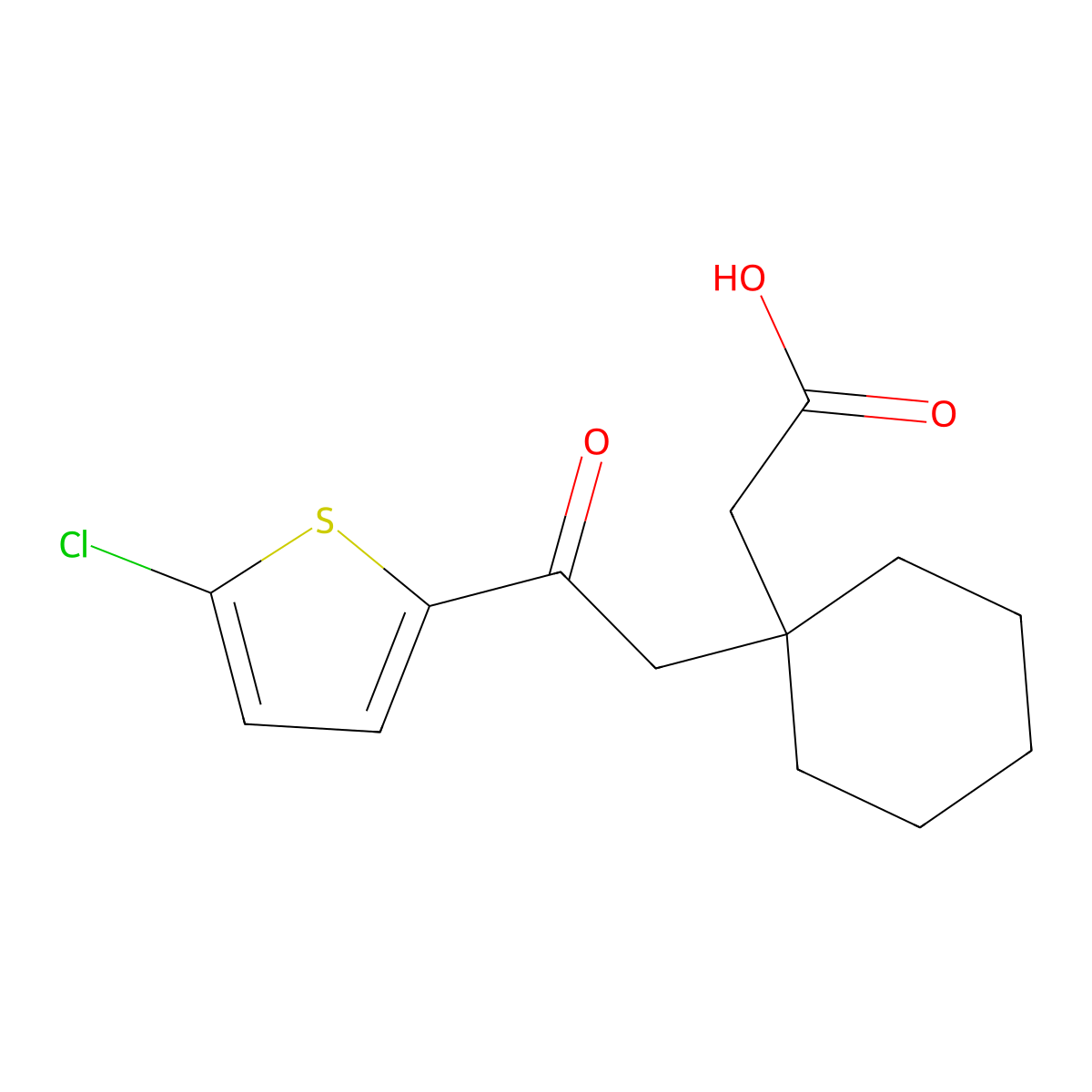 2-{1-[2-(5-Chlorothiophen-2-yl)-2-oxoethyl]cyclohexyl}acetic acid molecular structure, CAS 1157394-73-4