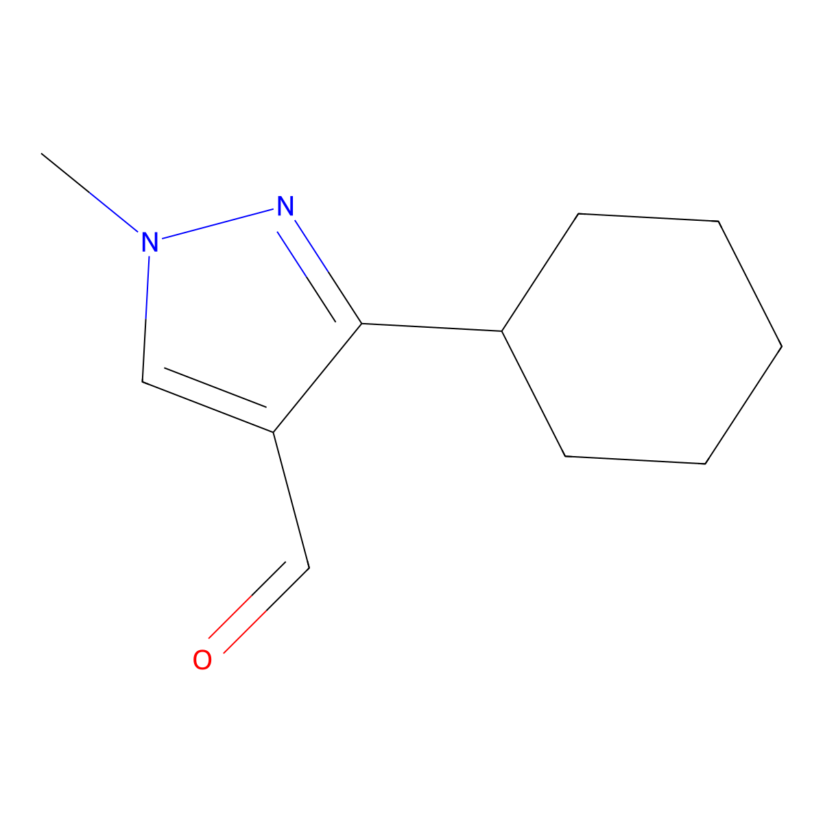 3-cyclohexyl-1-methyl-1H-pyrazole-4-carbaldehyde molecular structure, CAS 1157401-82-5