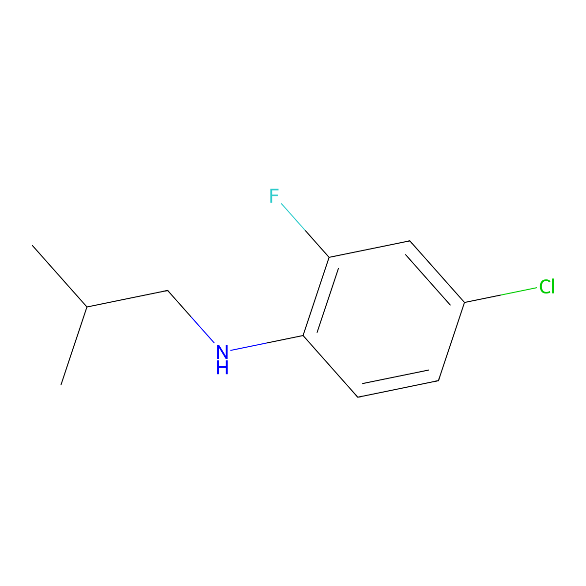4-chloro-2-fluoro-N-(2-methylpropyl)aniline molecular structure, CAS 1157402-70-4