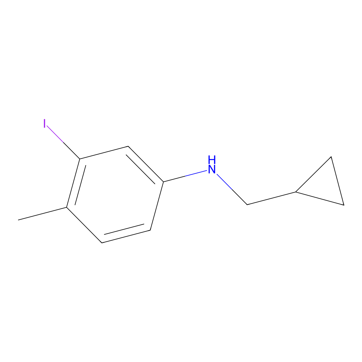 N-(cyclopropylmethyl)-3-iodo-4-methylaniline molecular structure, CAS 1157407-79-8