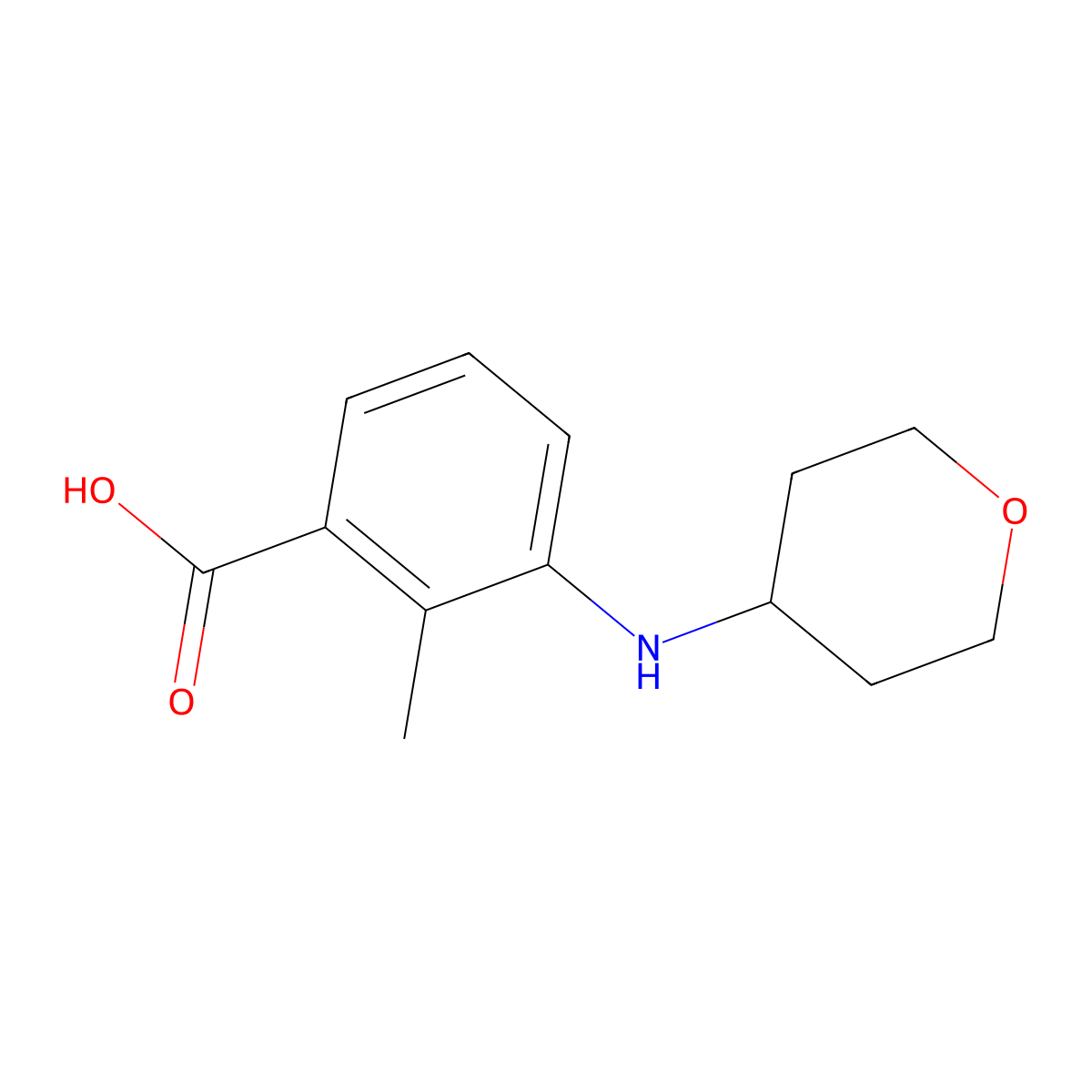 2-Methyl-3-[(oxan-4-yl)amino]benzoic acid molecular structure, CAS 1157409-04-5