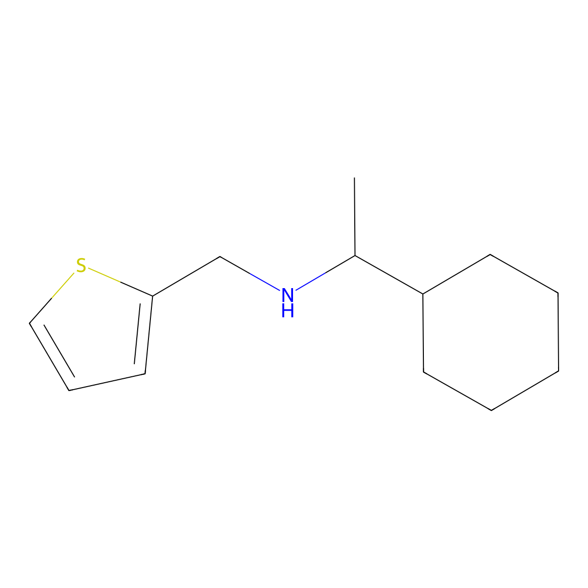 (1-Cyclohexylethyl)[(thiophen-2-yl)methyl]amine molecular structure, CAS 1157418-58-0