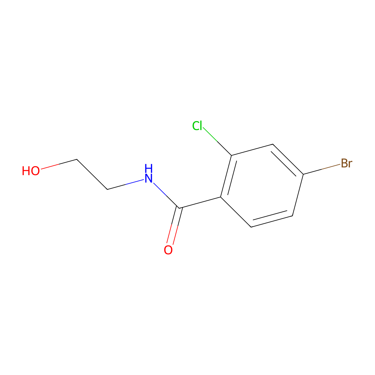 4-bromo-2-chloro-N-(2-hydroxyethyl)benzamide molecular structure, CAS 1157457-18-5