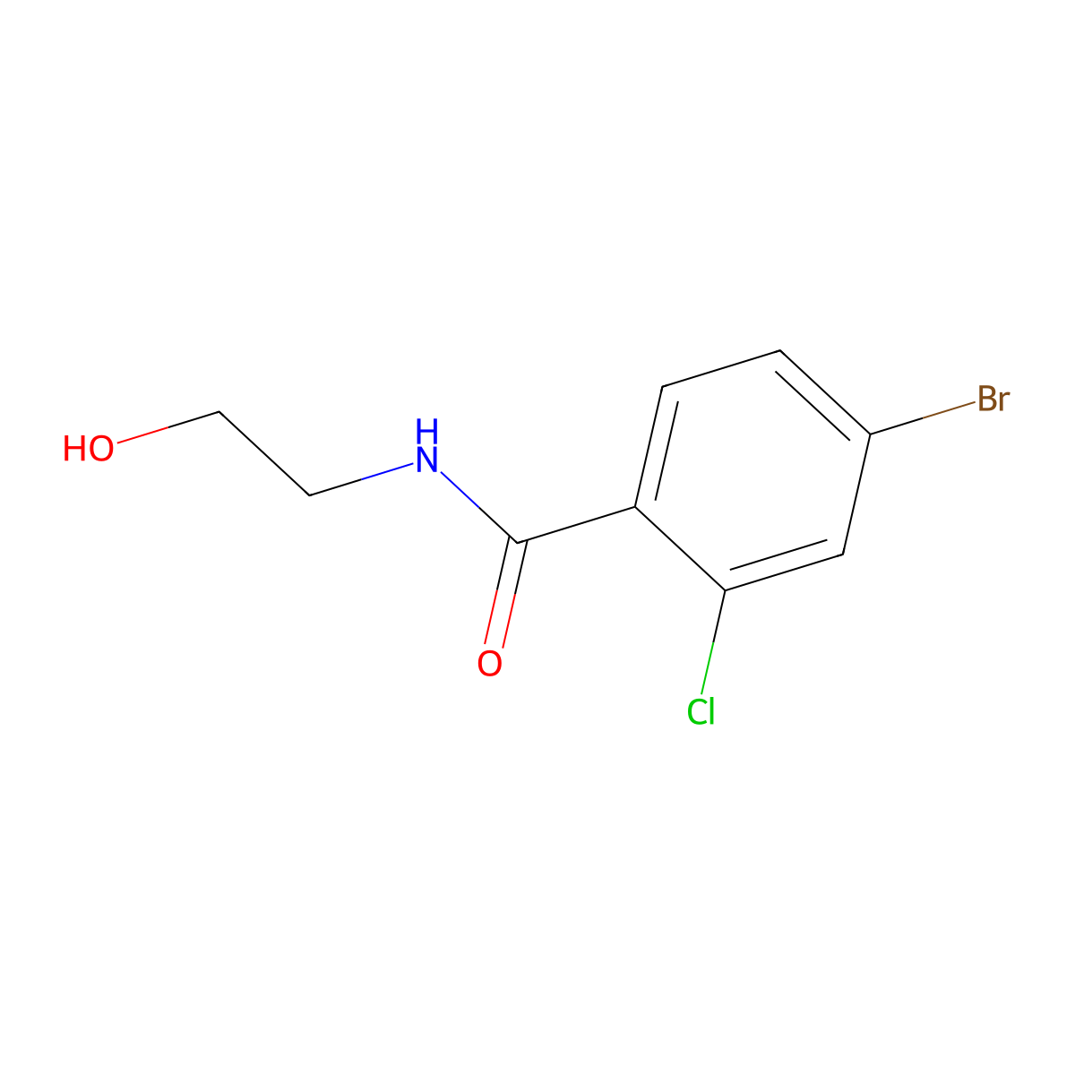 4-bromo-2-chloro-N-(2-hydroxyethyl)benzamide molecular structure, CAS 1157457-18-5