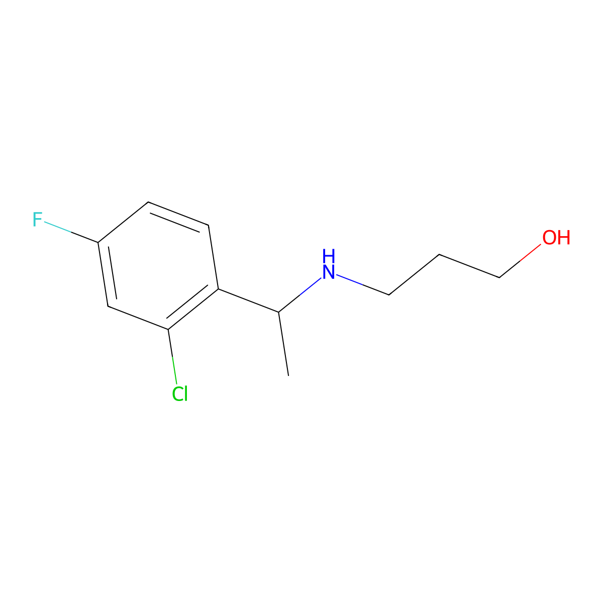 3-{[1-(2-Chloro-4-fluorophenyl)ethyl]amino}propan-1-ol molecular structure, CAS 1157478-00-6