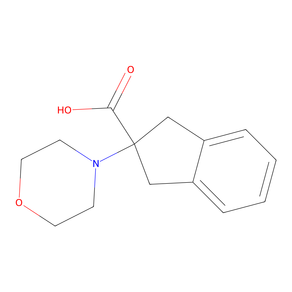 2-morpholino-2,3-dihydro-1H-indene-2-carboxylic acid molecular structure, CAS 1157501-50-2