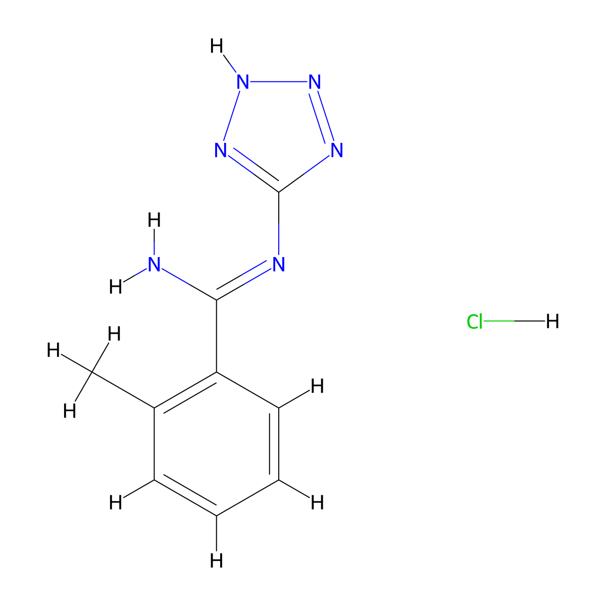 2-methyl-N-(1H-1,2,3,4-tetraazol-5-yl)benzenecarboximidamide hydrochloride molecular structure, CAS 115751-68-3