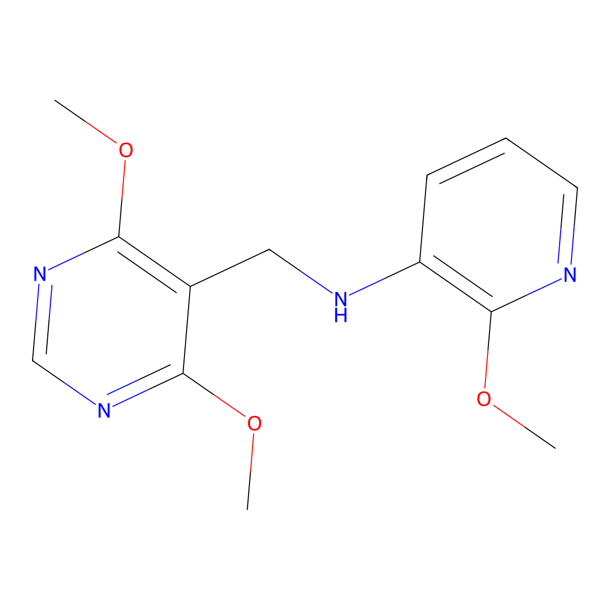 N-[(4,6-dimethoxypyrimidin-5-yl)methyl]-2-methoxypyridin-3-amine molecular structure, CAS 1157519-58-8