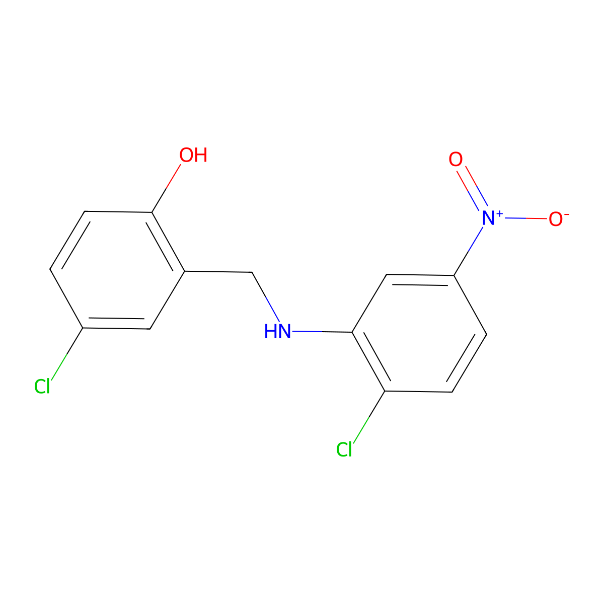 4-Chloro-2-{[(2-chloro-5-nitrophenyl)amino]methyl}phenol molecular structure, CAS 1157522-04-7