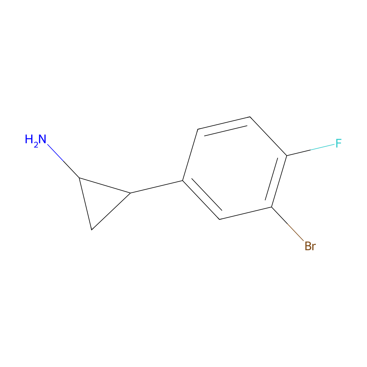 2-(3-Bromo-4-fluorophenyl)cyclopropan-1-amine molecular structure, CAS 1157555-06-0