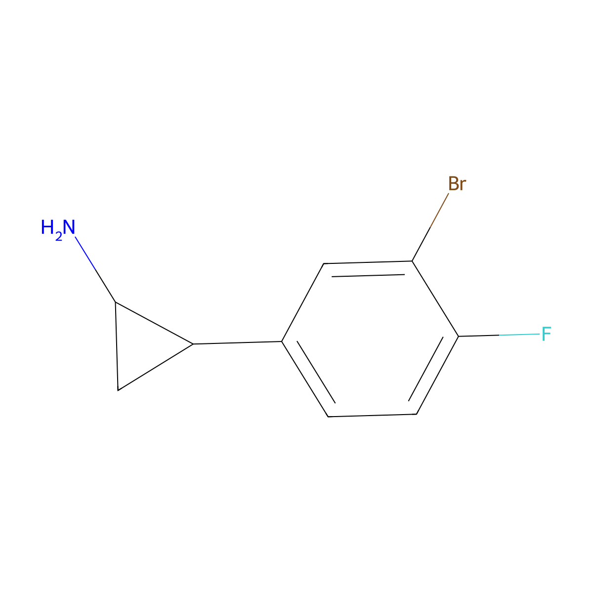 2-(3-Bromo-4-fluorophenyl)cyclopropan-1-amine molecular structure, CAS 1157555-06-0