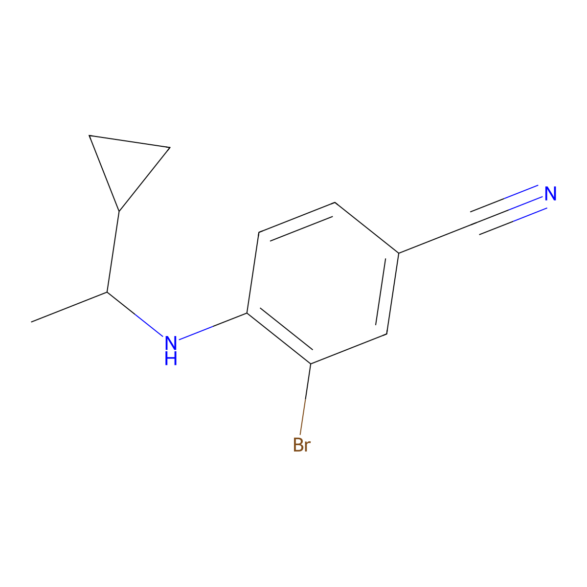 3-Bromo-4-[(1-cyclopropylethyl)amino]benzonitrile molecular structure, CAS 1157576-20-9
